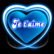 Coeur et halo n�on bleu "Je t'aime"