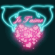 Dauphins n�ons s'embrassant "Je t'aime"