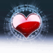 Coeur aur�ol� de symboles brillants
