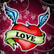 Coeur ail� tatoo "love"