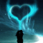 Coeur bleut� en aurore bor�ale