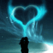 Coeur bleut� en aurore bor�ale