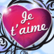 Je t'aime Coeur motifs v�g�taux bleu