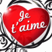 Je t'aime Coeur motifs v�g�taux rouge et noir