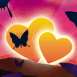 Papillons devant coeurs �blouissants