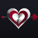 Coeur chrom� avec une fl�che