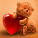 Nounours appuy� sur un coeur