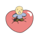 Coeur avec un b�b� qui saute dessus