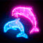 Couple de dauphins n�on rose et bleu