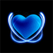 Coeur n�on bleu et halo